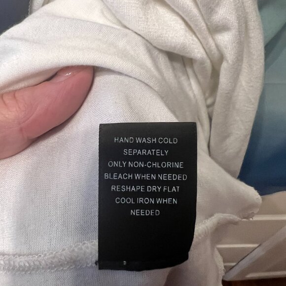 COLLEEN LOPEZ Blue & White Ombre ¾ Batwing Sequin Trim Blouse Top (Size 2X) - Picture 6 of 10